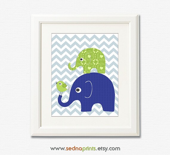 Items similar to Navy and green nursery Art Print 8x10 Children