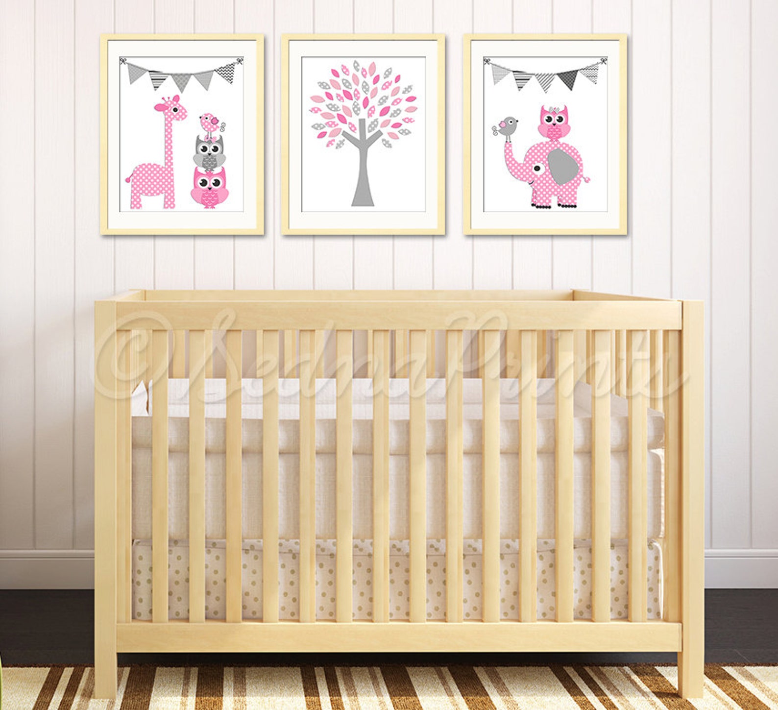 Pink and Grey Baby Girl Nursery Art Print Set baby Girl Room Etsy