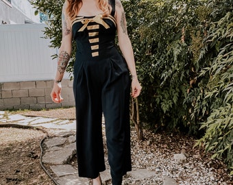 Vintage Nautical Sailor Wide Leg Jumpsuit