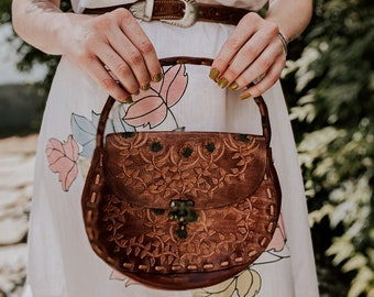 Vintage Small Tooled Leather Handbag