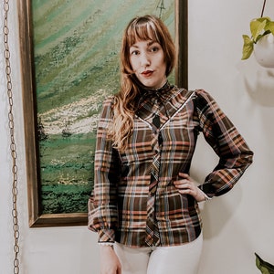 1970&#39;s Vintage Panhandle Slim Plaid Western Shirt