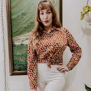Camisa con botones y estampado floral vintage Jantzen de los años 70