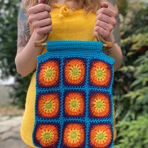 1970's Colorful Crochet Granny Squares Purse image 3