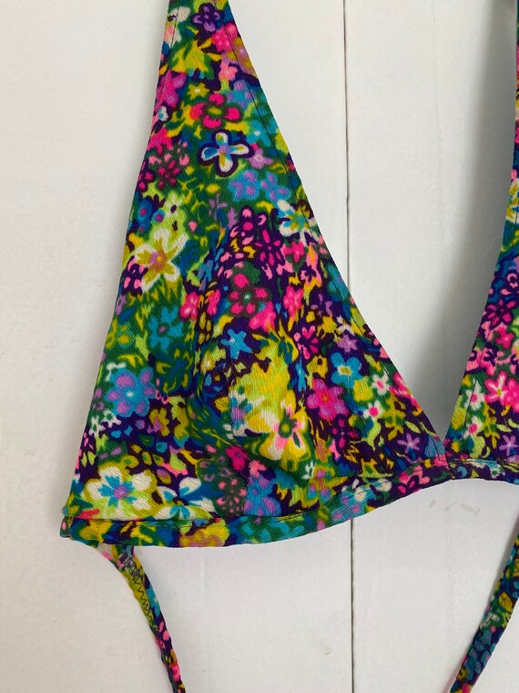 1970's Vintage Psychedelic Floral Bikini Top - image 3