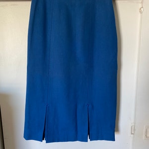 Vintage Royal Blue Wool Pencil Skirt image 3