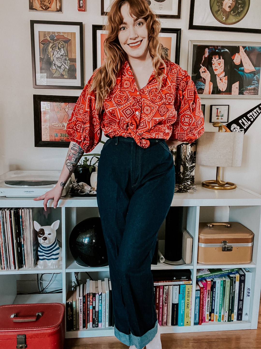 Women's American Vintage Embroidery High Street Straight Leg Jeans