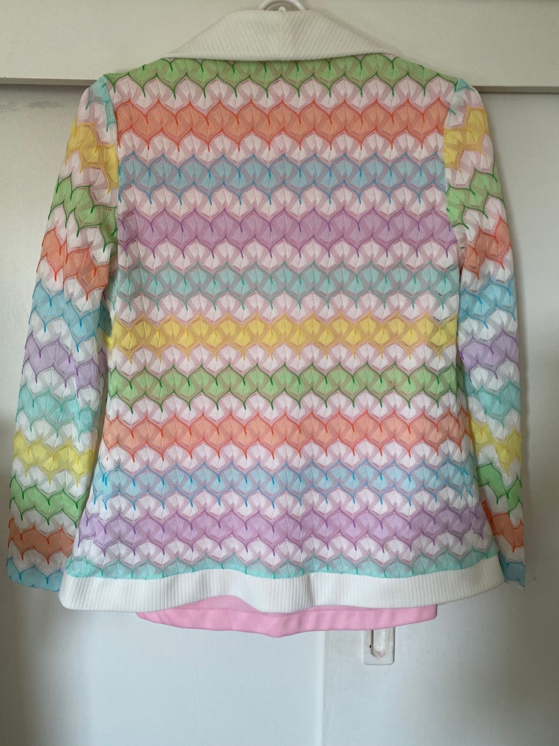 1970's Vintage Pastel Zigzag Knit Sweater Shirt Set image 5