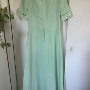 1960's Mint Green Lace Short Sleeve Maxi Dress image 6