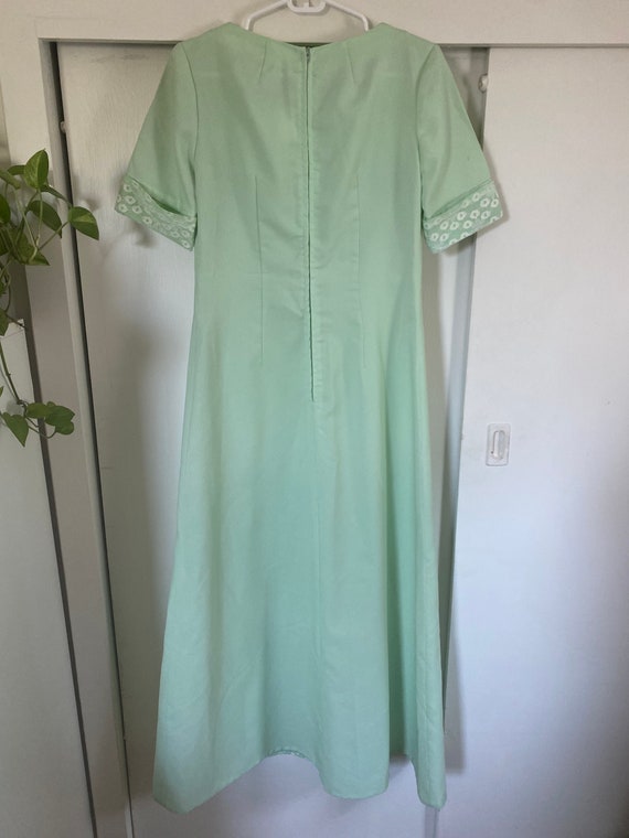 1960's Mint Green Lace Short Sleeve Maxi Dress - image 6