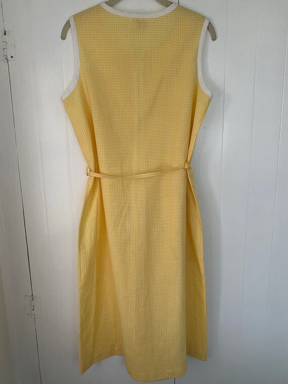 1960's Vintage Yellow Gingham Sleeveless Sheath D… - image 6