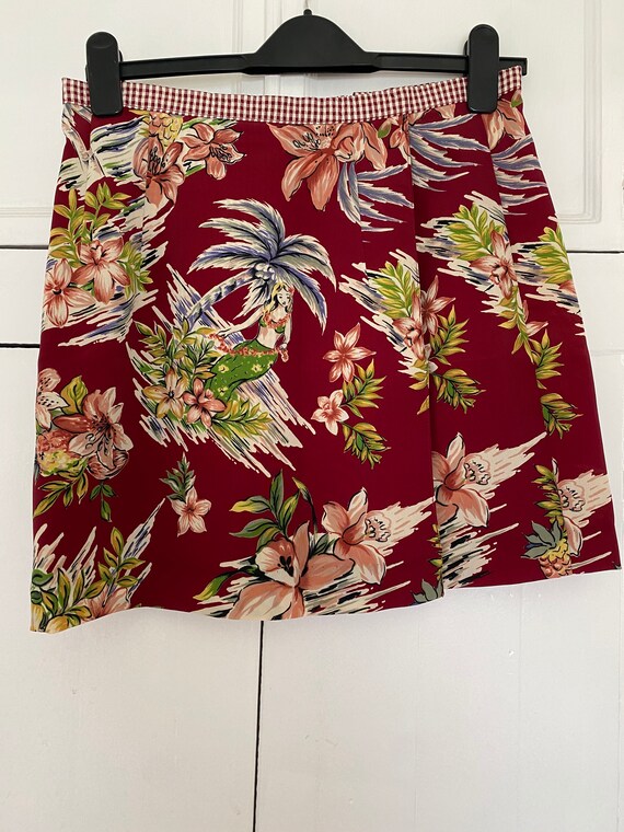 Vintage Hawaiian Print Wrap Skort Gem