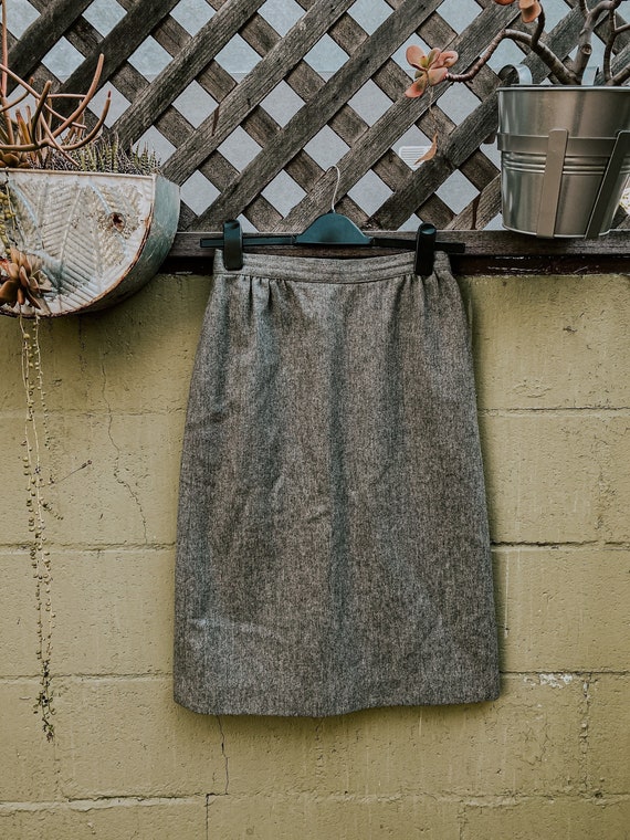Vintage Gray Wool A-Line Skirt