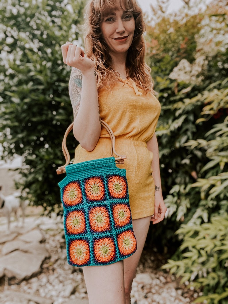 1970's Colorful Crochet Granny Squares Purse image 1