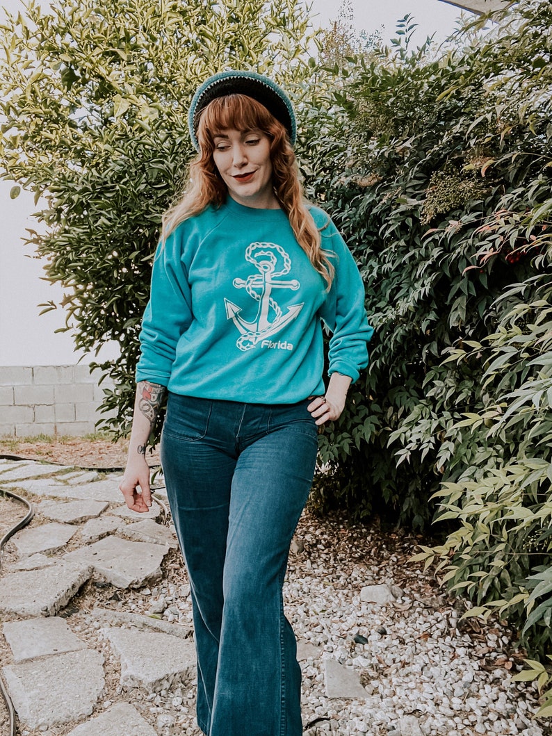 Vintage Nautical Anchor Florida Pull Over Sweatshirt image 1