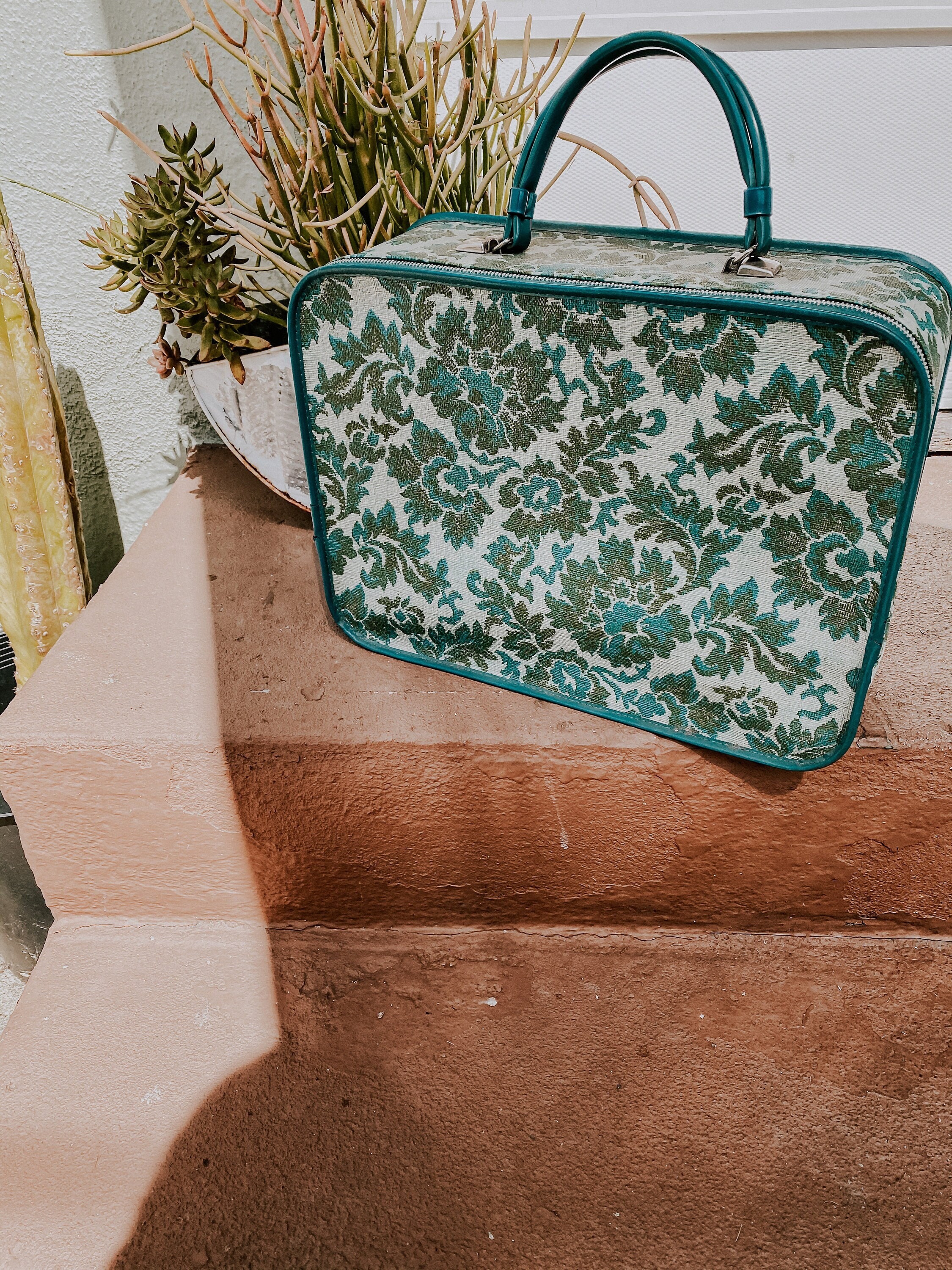 vintage floral luggage