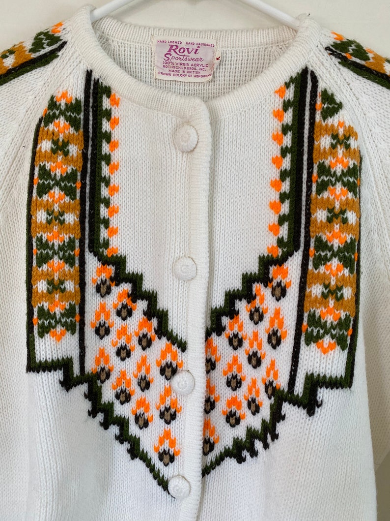 Suéter Vintage Knit Fairisle Cardigan de 1960 imagen 4