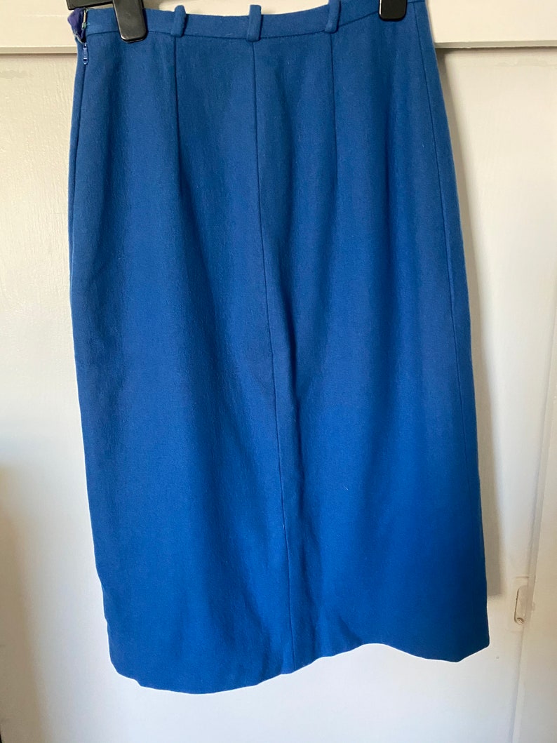 Vintage Royal Blue Wool Pencil Skirt image 6