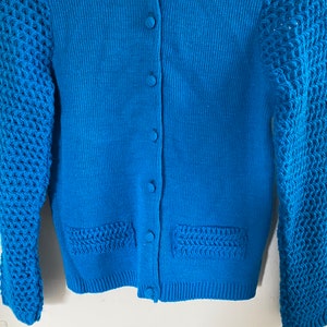 Vintage 1960's Dupont Turquoise Blue Crochet Cardigan image 5