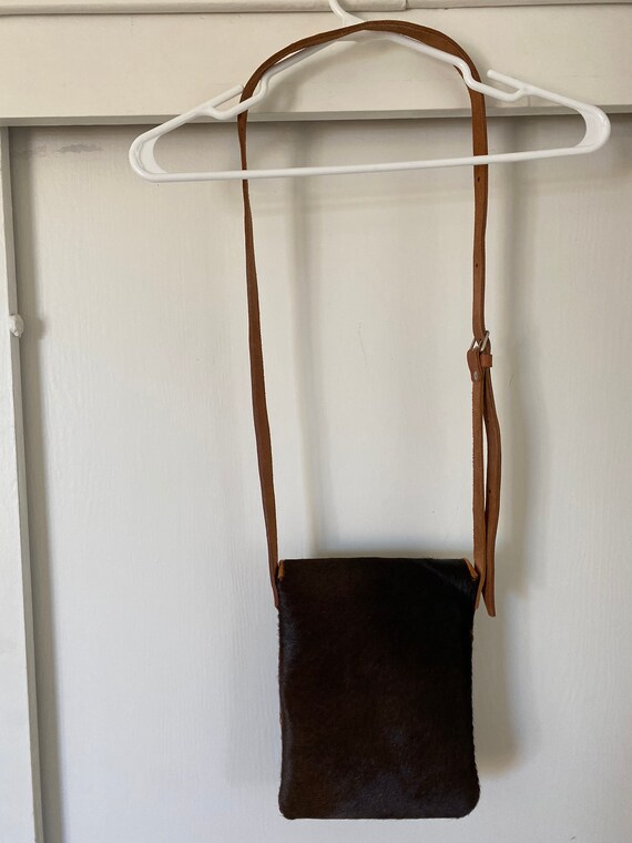 Vintage Leather & Pony Hair Crossbody Bag Gem