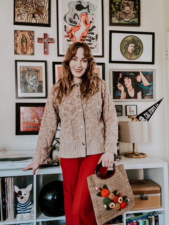 Vintage Mocha Brown Chenille Jacket