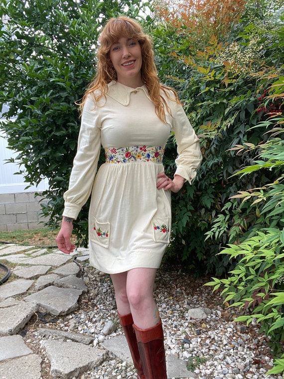 1960's Vintage Babydoll Embroidered Dress 1960's Vintage Babydoll Embroidered Dress