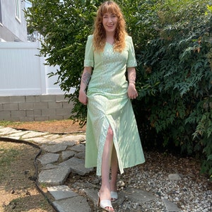 1960's Mint Green Lace Short Sleeve Maxi Dress image 2