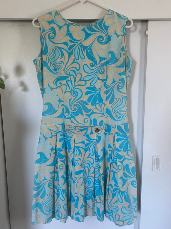 1960 S Vintage Psychedelic Floral Drop Waist Dress Gem