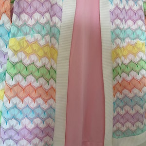 1970's Vintage Pastel Zigzag Knit Sweater Shirt Set image 4