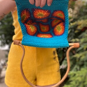 1970's Colorful Crochet Granny Squares Purse image 5