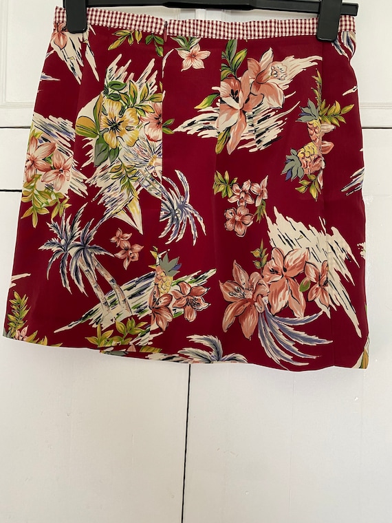 Vintage Hawaiian Print Wrap Skort Gem