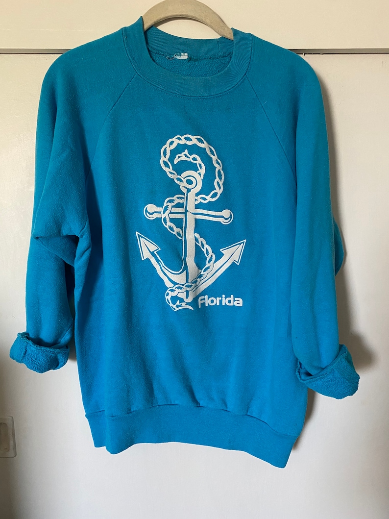 Vintage Nautical Anchor Florida Pull Over Sweatshirt image 3