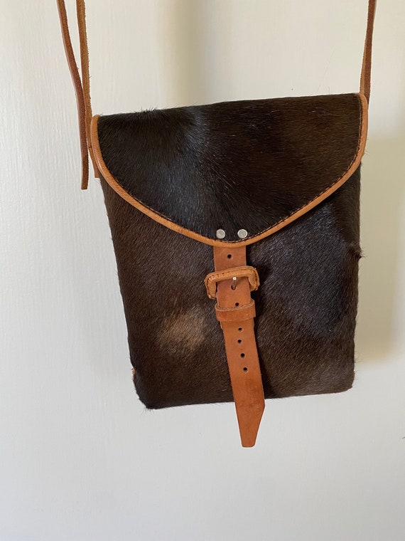 Vintage Leather & Pony Hair Crossbody Bag Gem