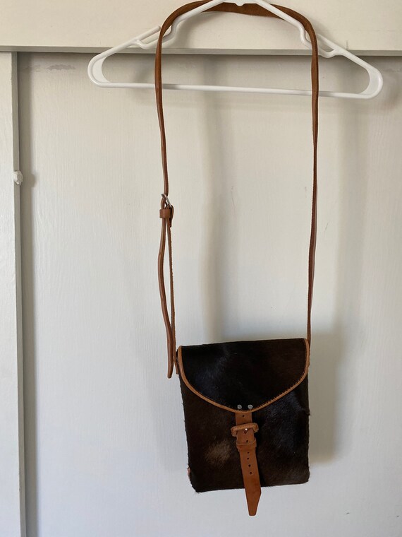 Vintage Leather & Pony Hair Crossbody Bag Gem