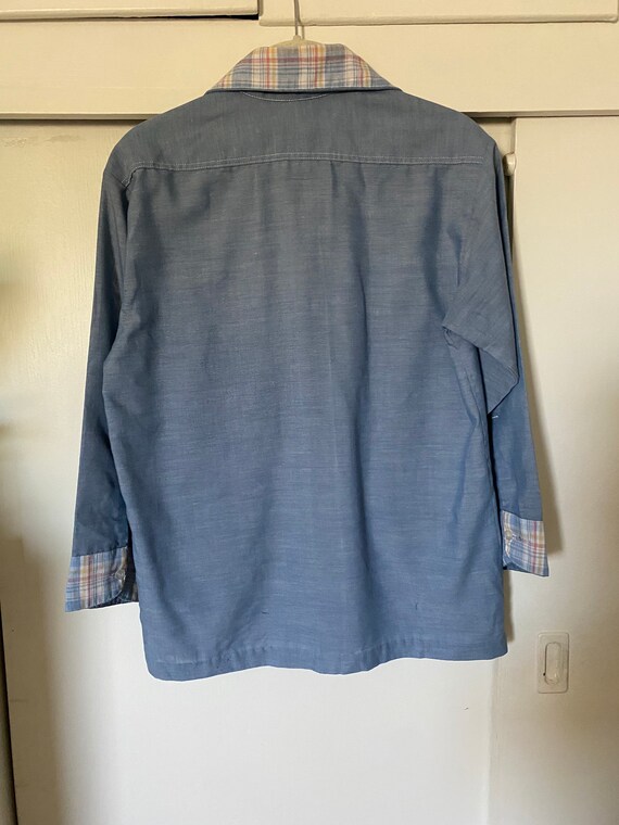 1970's JcPenny Chambray & Pastel Plaid Shirt - image 5