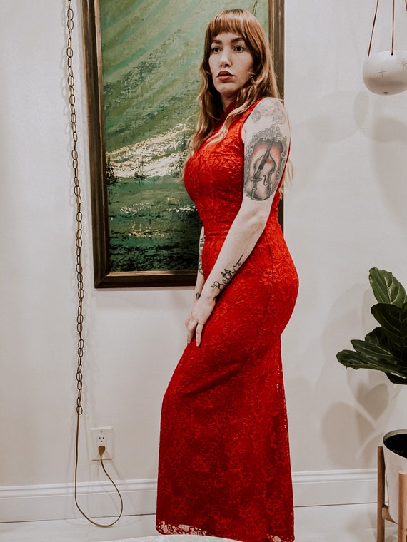 Vintage Gunne Sax Red Lace Dress - image 3