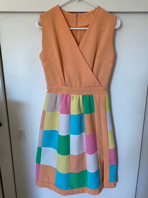 1970's Vintage Pastel Quilted Patchwork Dress - image 3