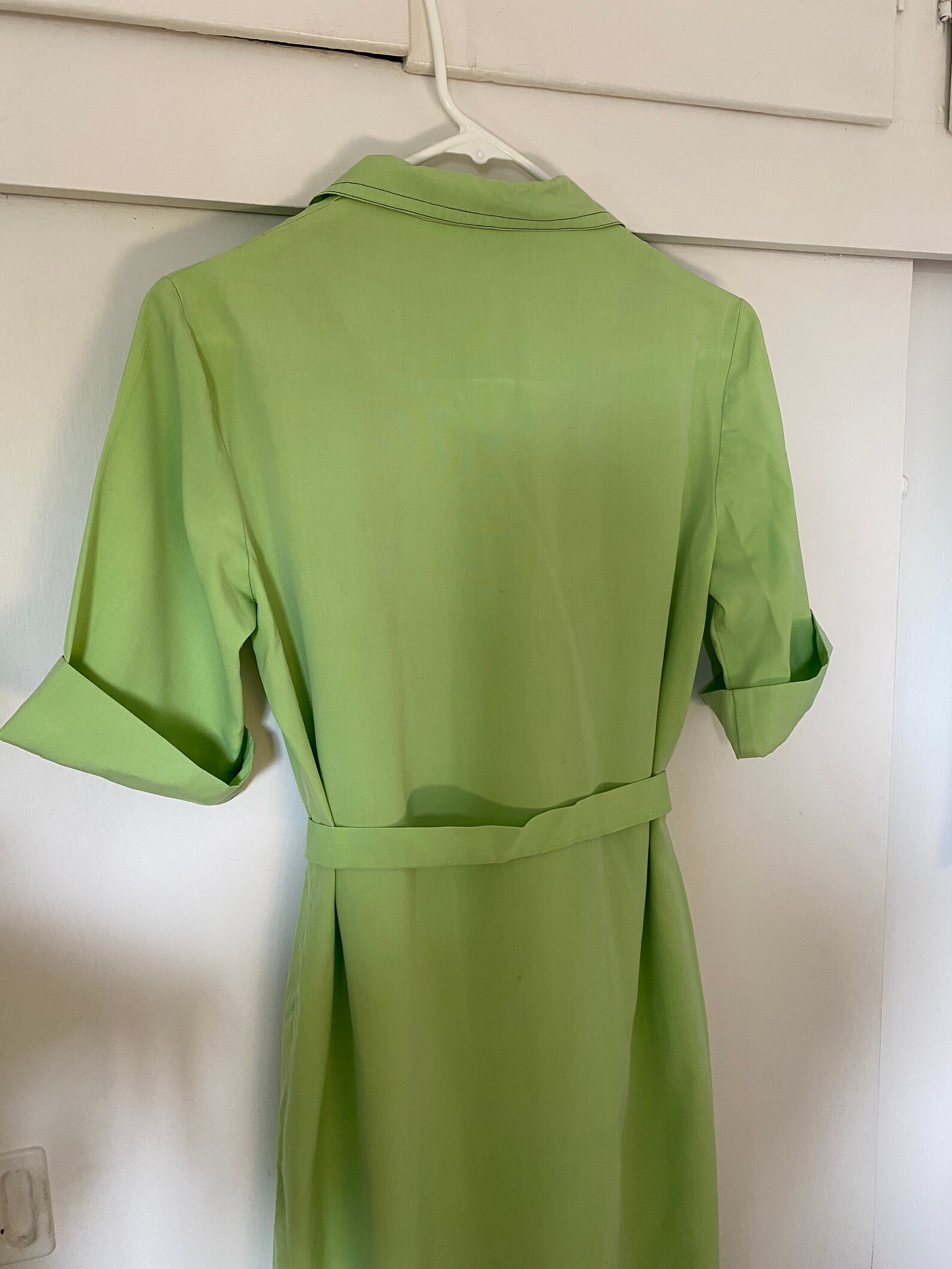 1960's Vintage Lime Green Button Up Shirt Dress | Etsy