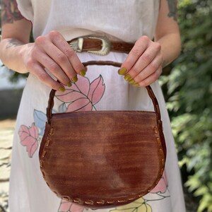 Vintage Small Tooled Leather Handbag image 4