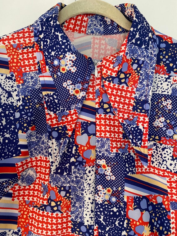 1970's Vintage Dagger Collar Patchwork Zip Front … - image 3