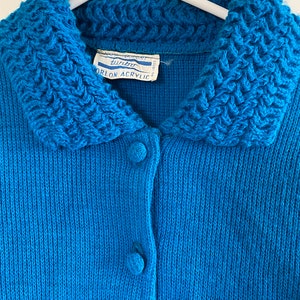Vintage 1960's Dupont Turquoise Blue Crochet Cardigan image 4