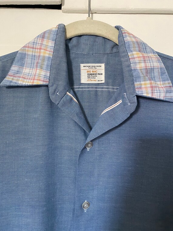 1970's JcPenny Chambray & Pastel Plaid Shirt - image 4