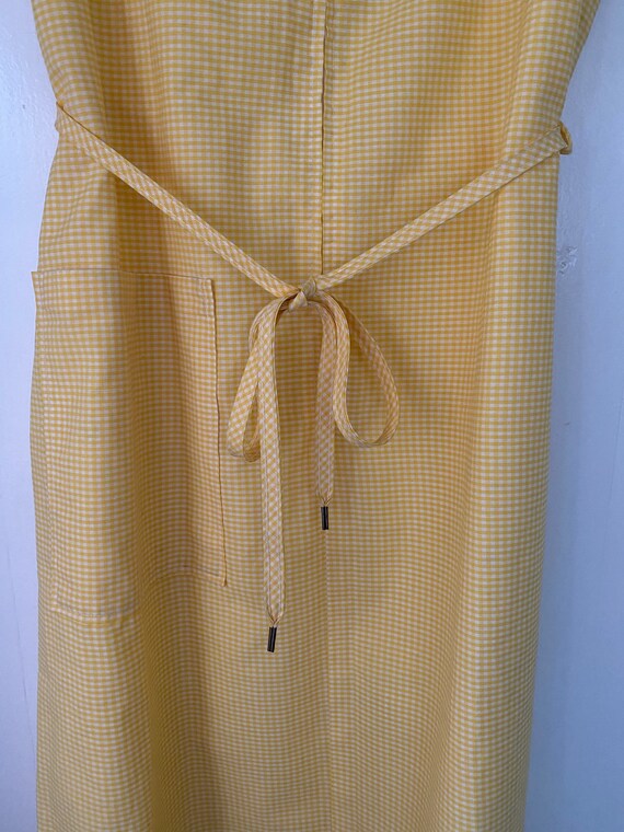 1960's Vintage Yellow Gingham Sleeveless Sheath D… - image 5
