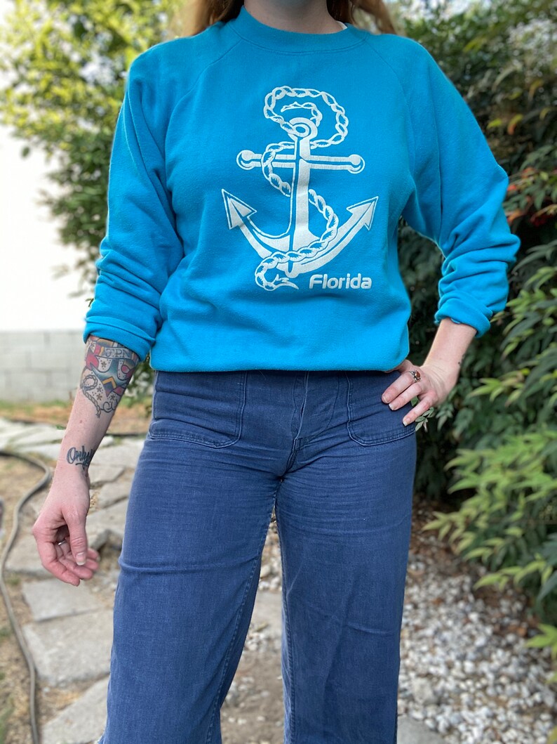 Vintage Nautical Anchor Florida Pull Over Sweatshirt image 2