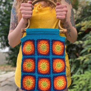 1970's Colorful Crochet Granny Squares Purse image 2