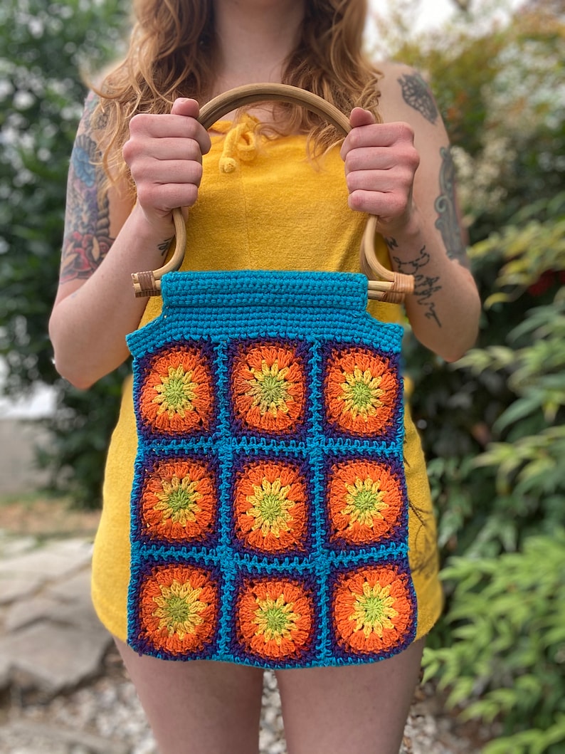 1970's Colorful Crochet Granny Squares Purse image 2