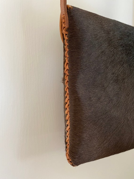 Vintage Leather & Pony Hair Crossbody Bag Gem