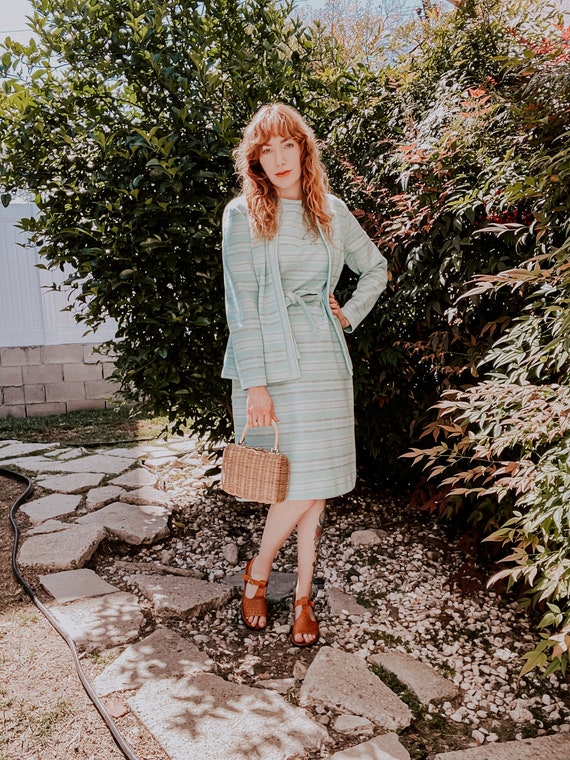 1970's Vintage Lady Carol of New York Aqua Blue Dress Suit