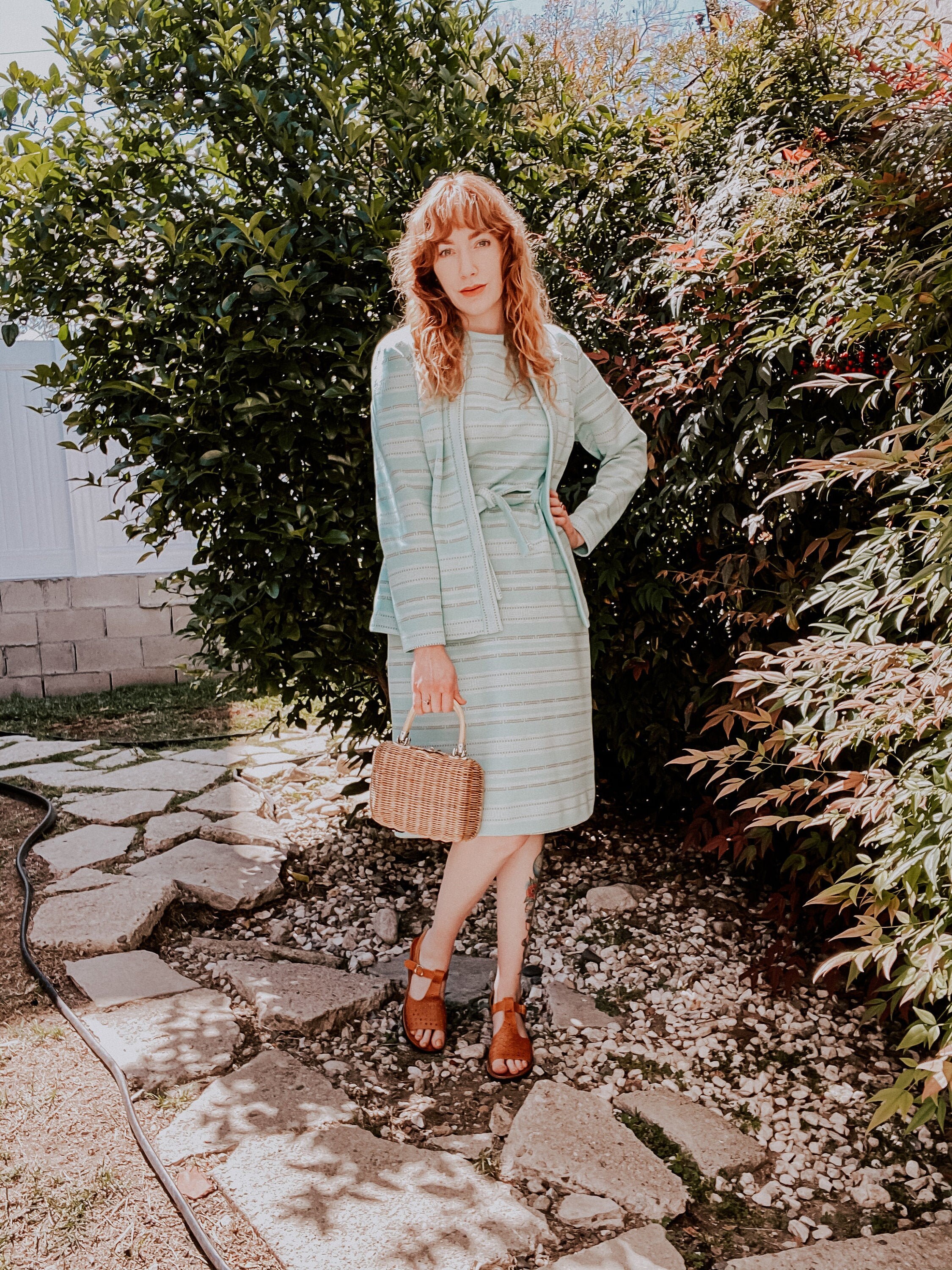 1970's Vintage Lady Carol of New York Aqua Blue Dress Suit