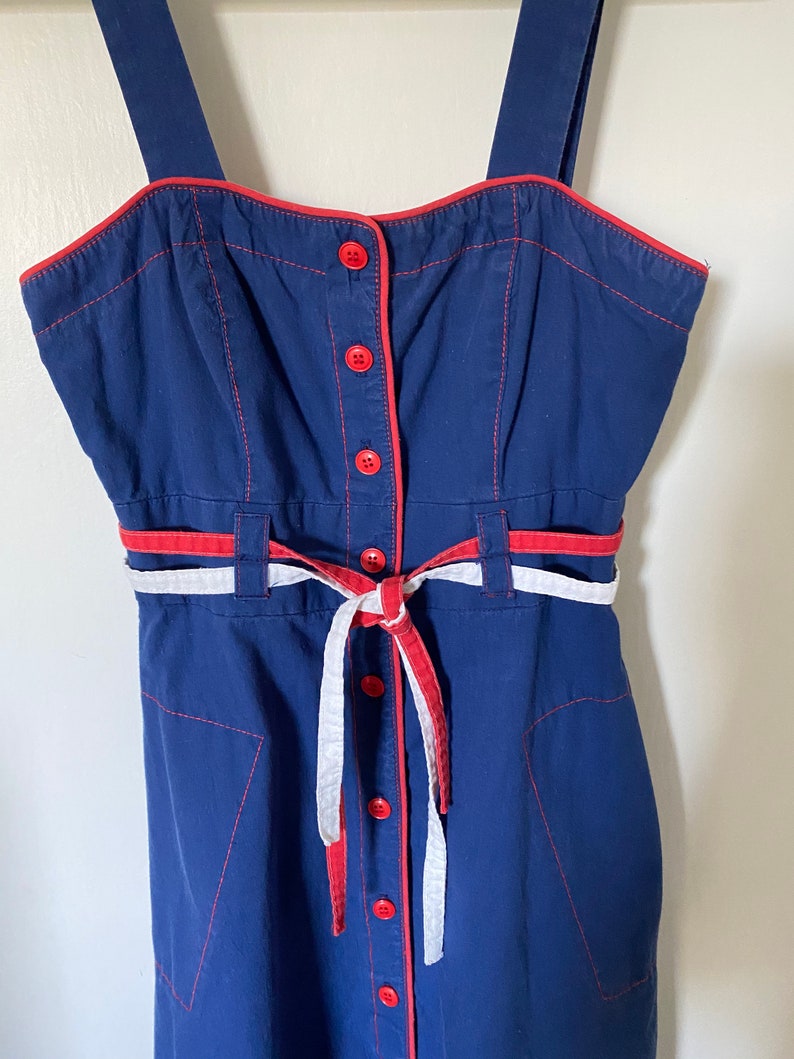 1970's Vintage Act I Red, White & Blue Denim Dress image 3