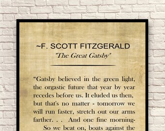 The Great Gatsby Art Print F. Scott Fitzgerald Quote Custom - Etsy